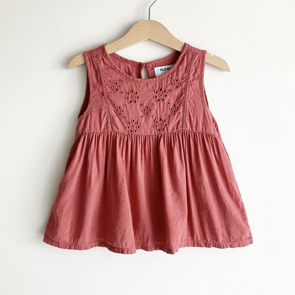 Old Navy Girls Eyelet Top Size 4T Sleeveless Boho Earthy Terra Cotta Rust